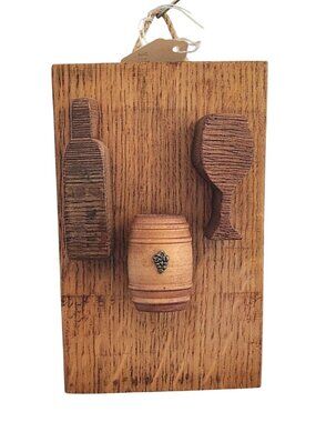 Wood Wine Barrel Sign Wine Bottle Barrel Wine Glass Wine Stave Stained Hanger